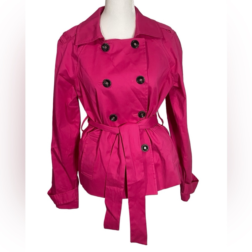 Apostrophe Small Hot Pink Double Breasted Women’s Blazer with Tie Waist - Picture 3 of 16